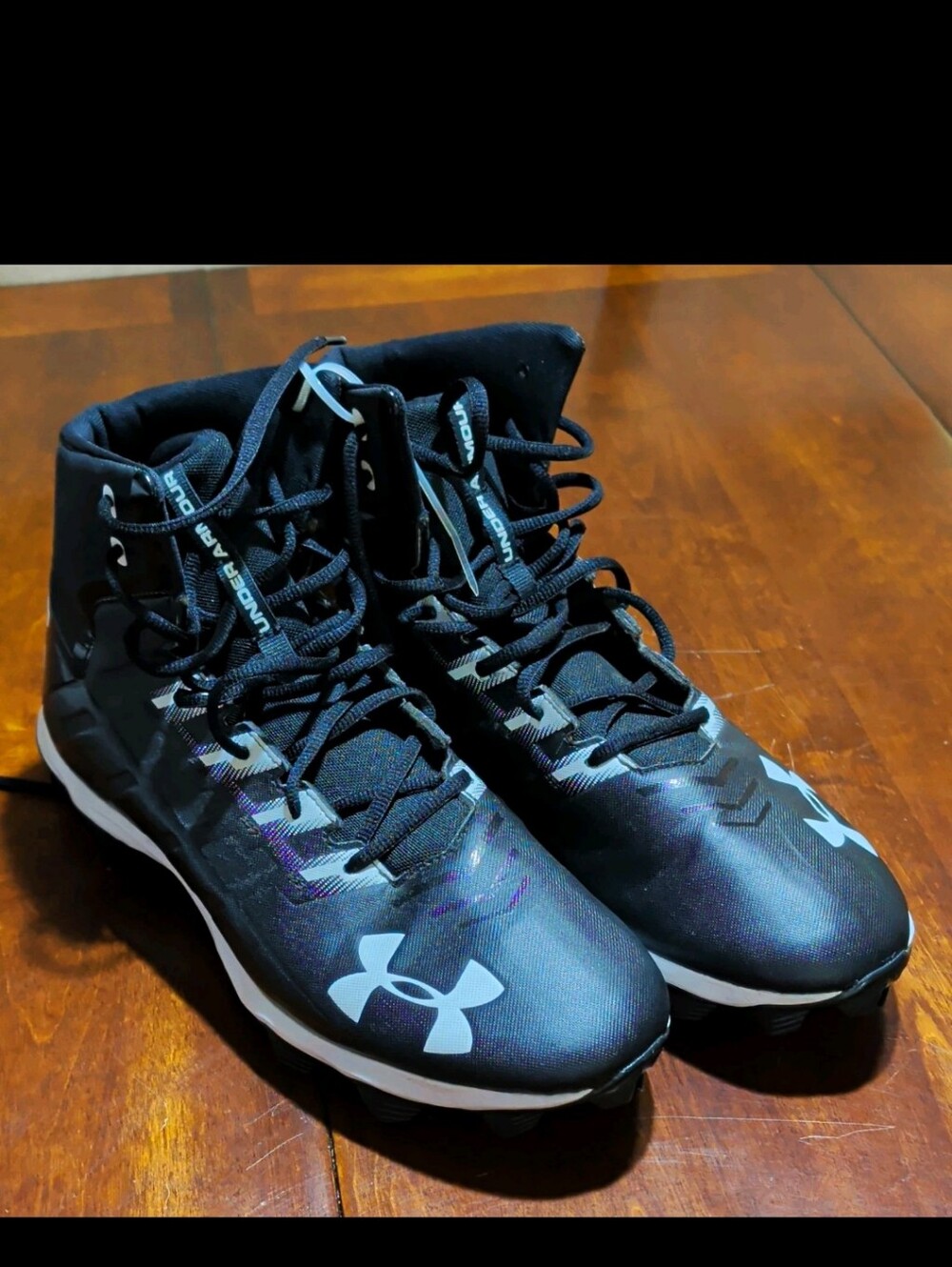 Under Armour Highlight Football Cleats Men’s 12 Black High Top Athletic Shoes